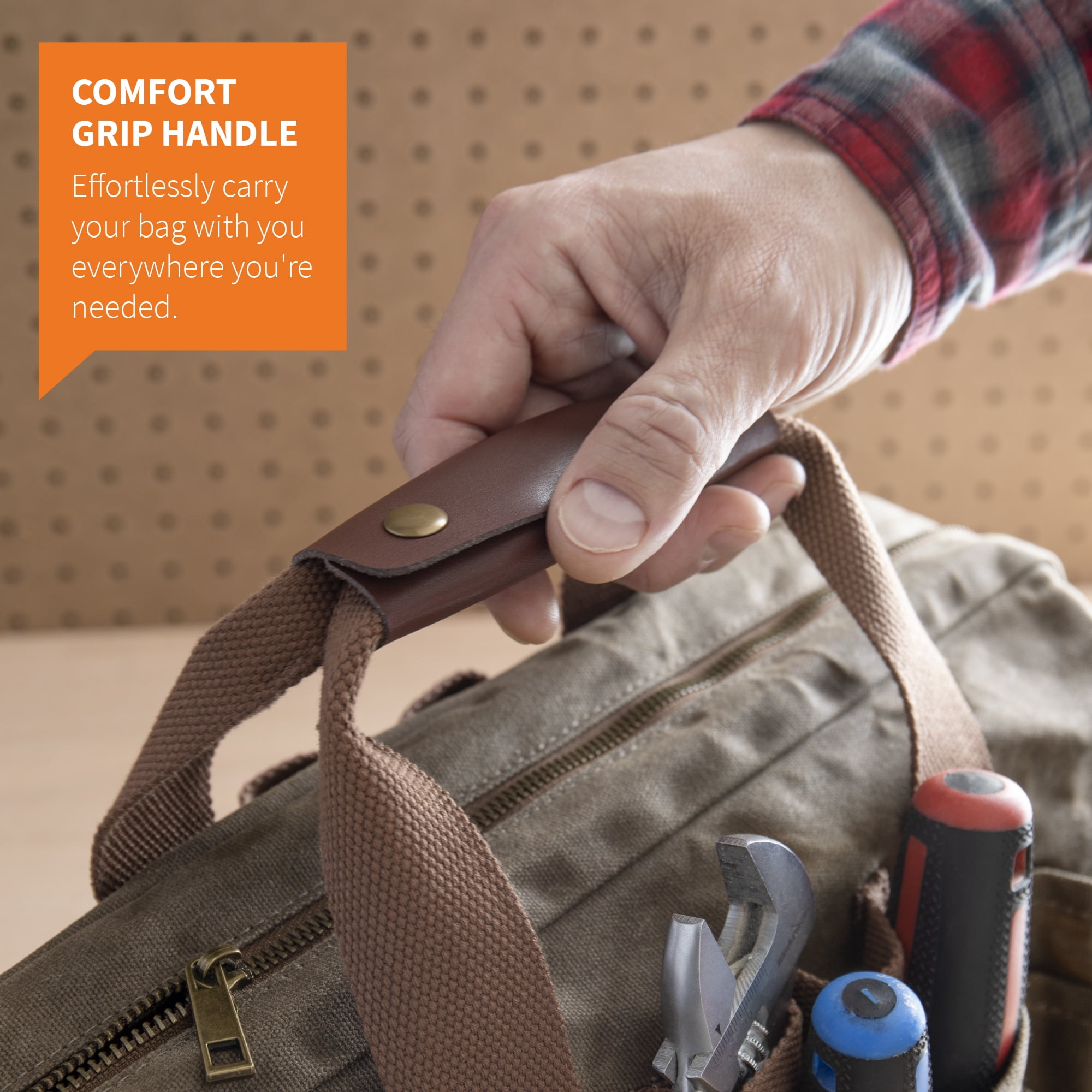 Precision Defined Canvas Tool Bag 14-Inch, Classic Brown, 22