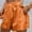Orange, variant on Women's Solid Color Casual Shorts with Elastic Waist and Gold Bow Embellishment