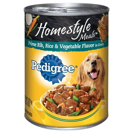 (12 Pack) PEDIGREE Homestyle Meals Adult Canned Wet Dog Food Prime Rib, Rice and Vegetable Flavor, 13.2 oz. (Best Canned Dog Food For Acid Reflux)