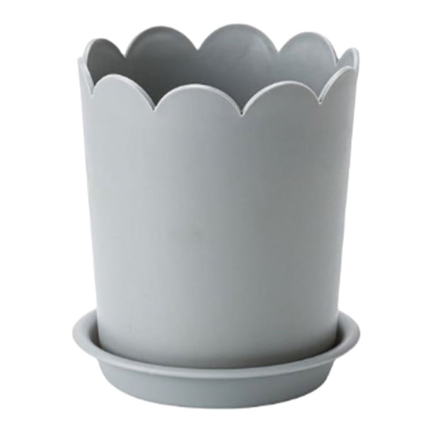Maceta Grande Inteprter con Borde de Pétalo Soporte para Flores Resistente al Desgaste Gris