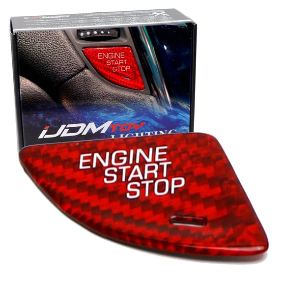 Genuine Carbon Fiber Keyless Engine Start/Stop Push Start Button Cover For Cadillac 2013-2019 ATS ATS-V (Sports Red)
