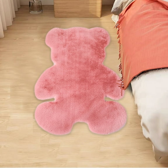 Latrodar Imitation Wool Cozy Carpet Plush Long Enduring Bedroom Bedside Rug Pink Home Tools