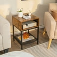 thumbnail image 4 of Costway 2 PCS 3-tier Wood Top End Table w/ Metal Frame Storage Cube & Mesh Shelf Square, 4 of 10