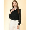 thumbnail image 2 of INSPIRE CHIC Women's Chiffon Textured Sheer Sleeve Button Down Work Shirt, 2 of 5