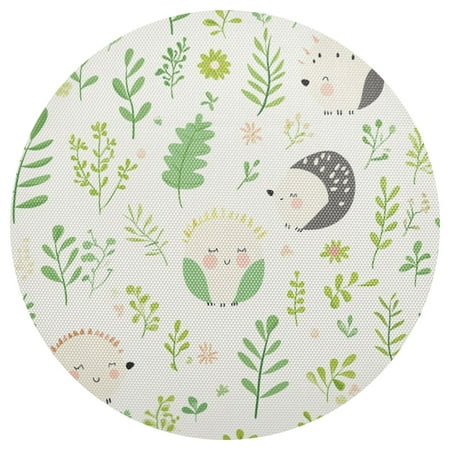 

Hand Drawn Hedgehog Pattern 6-Piece 15.4in Durable PVC Plate Mats Heat-Resistant for Parties and Dining