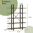 thumbnail image 2 of Bookshelf Industrial 70" Freestanding 5-Tier Tall Bookshelf Metal Frame Display Shelf with Thickened Particle Board for Bedroom, Home Office and Living Room, Rustic Brown, 2 of 6