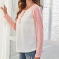 thumbnail image 4 of Moda mujer casual manga larga o-cuello patchwork señoras tops camiseta blusa Fridja fhghd1290, 4 of 5