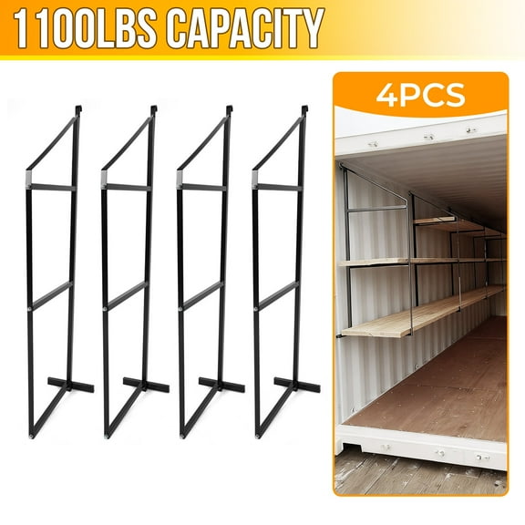 4 Pack 3-Tier Cargo Shipping Container Shelving Shelf Brackets 22" D x 60" H