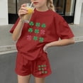 thumbnail image 4 of LckLvx Girls Boys St Patricks Outfit Cute Shamrock Graphic Short Sleeve T-Shirt and Shorts Kids Casual 2 Piece Outfit, 4 of 7
