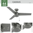 thumbnail image 6 of Hunter 44 inch Outdoor or Indoor Ceiling Fan No Light - Ceiling Fan without Light, For Patio, Porch, Garage, or Living Room, Standard Mount, 3 Blades, Pull Chain - Cassius 50256, Matte Silver, 6 of 14