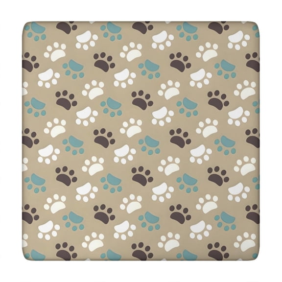Paw Prints Square Fitted Tablecloth with Elastic Edge,Square Table Cover,Washable Elastic Table Cover for Home Kitchen Party Decor 34"x34"