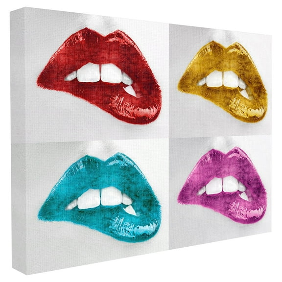 The Stupell Home Decor Collection Glam Fashion Metallic Lipstick Lips in Four Colors Wall Art