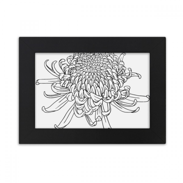 Marco de Fotos de escritorio Crisantemo silueta flor de la planta Negro 5x7 pulgadas Unbranded