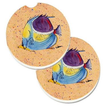 Tropical Fish Set of 2 Cup Holder Car Coasters
