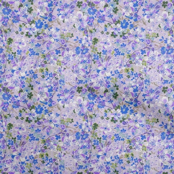 oneOone Polyester Spandex Blue Fabric Floral Quilting Supplies Print Sewing Fabric By The Yard 56 Inch Wide