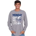 thumbnail image 5 of Sleepy Smurf Monday Got Me Like Funny Long Sleeve TShirt Men Women Brisco Brands S, 5 of 6