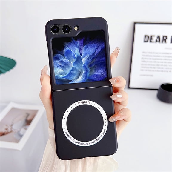 Magnetic Case for Galaxy Z Flip 5, Hard PC Matte Frosted [Compatible with MagSafe] Shockproof Protection Phone Cover Designed for Galaxy Z Flip 5 (6.7-inch 2023), Black