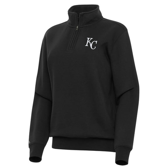 Women's Antigua Black Kansas City Royals Victory Quarter-Zip Sweatshirt