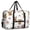 Highland Cow and Flower Print-3, variant on Highland Cow and Flower Print Foldable Travel Duffel Bag, Under Seat Travel Tote with Front Pocket & Trolley Strap, Water Resistant Oxford Gifts for Women Men