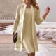 thumbnail image 1 of Ichuanyi liquidación de color sólido para mujeres de encaje casual hueco sale de manga larga + vestido sin mangas sets blusas ICHUANYI WER202308212942, 1 of 5