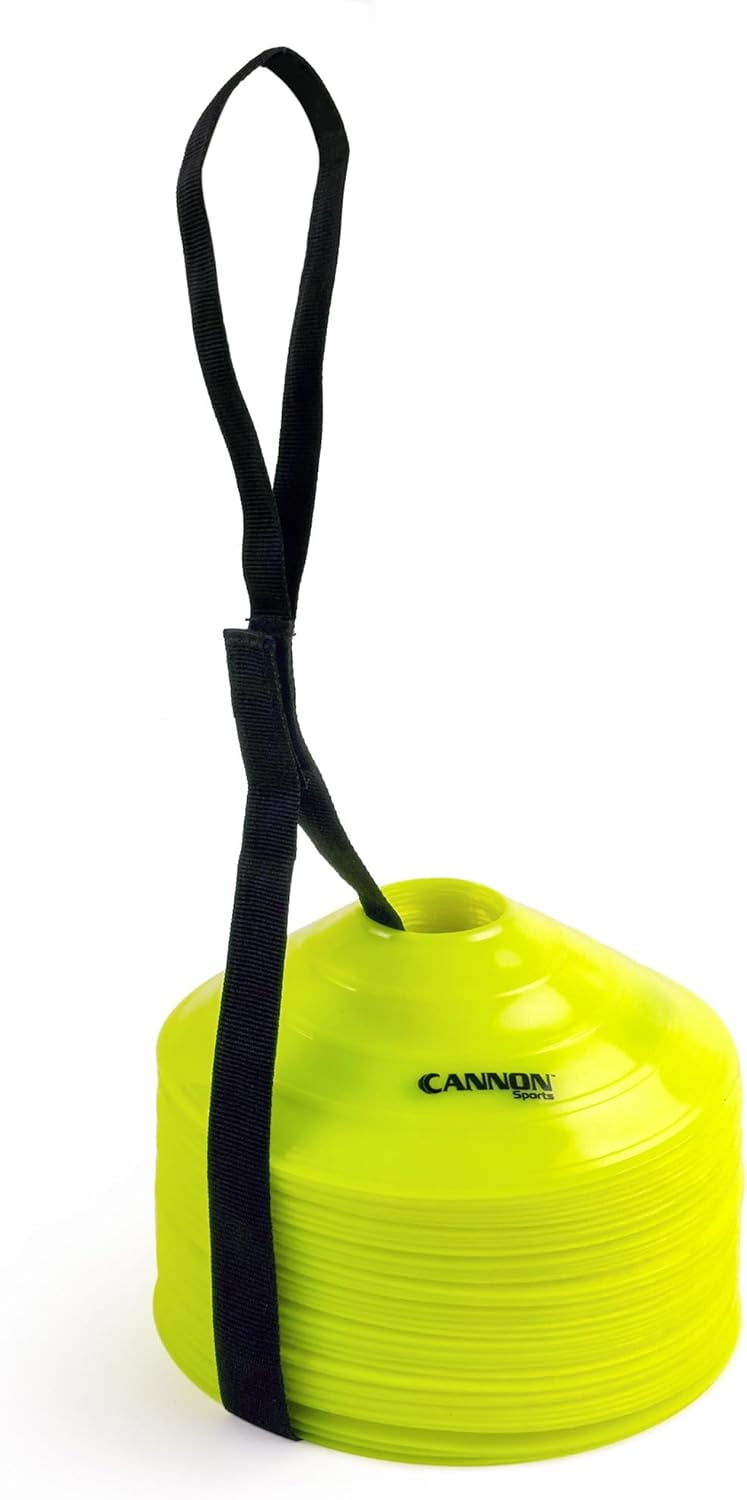 Cannon Sports Cones for Agility Training and Drills – 40 Pack Heavy Duty Training Cones with Carry Strap – Perfect for Football, Basketball, Hockey, Soccer & Running Drills (40 Pack, Yellow, 8 inch)