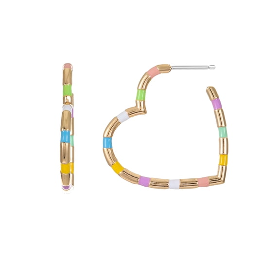 Packed Party Gold and Pastel Heart Hoops, 1 Pair