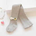 thumbnail image 2 of SGFCWSX Leggings for Girls Cable Knit Winter Pantyhose with Bow Kids Thick Fleece Lined Tights Gray Size 6 Years, 2 of 3
