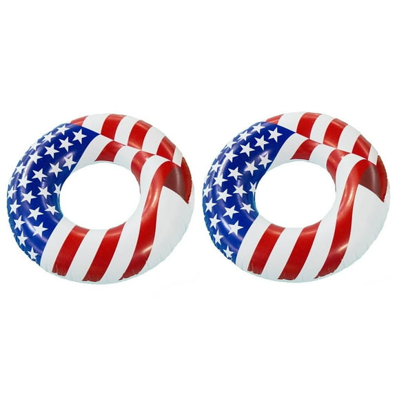 Swimline 36" Inflatable American Flag Swimming Pool & Lake Tube Float (2Pk)