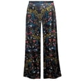 thumbnail image 1 of Plus size 8x Tall Golden Leaf Designer Print Slinky Palazzo Capri Pants, 1 of 4