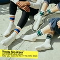 thumbnail image 3 of 4 Pairs Women Men Cotton Athletic Sports Crew Socks Striped Retro Casual Classic, 3 of 8