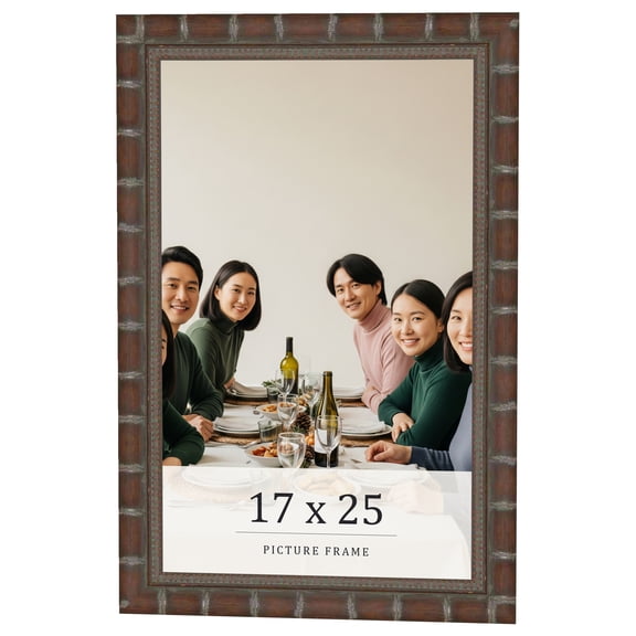17x25 Dark Brown Bamboo Real Wood Picture Frame Width 1.5 inches | Interior Frame Depth 0.5 inches