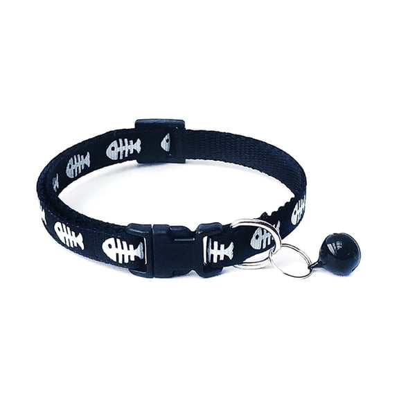 Yxwen Pet Collar Clearance! Fish Bone Pattern Pet Collar with Bell – Adjustable Collar for Cats and Small Dogs