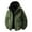 Army Green, variant on Men's Winter Padded Jacket Full Zip Thick Thermal Warm Hooded Snow Coat with Pockets Outdoor Waterproof Work Cargo Jackets for Men