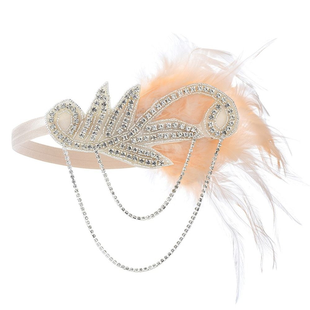 Party Charleston Rhinestone Beaded Sequin Women Headpiece Feather