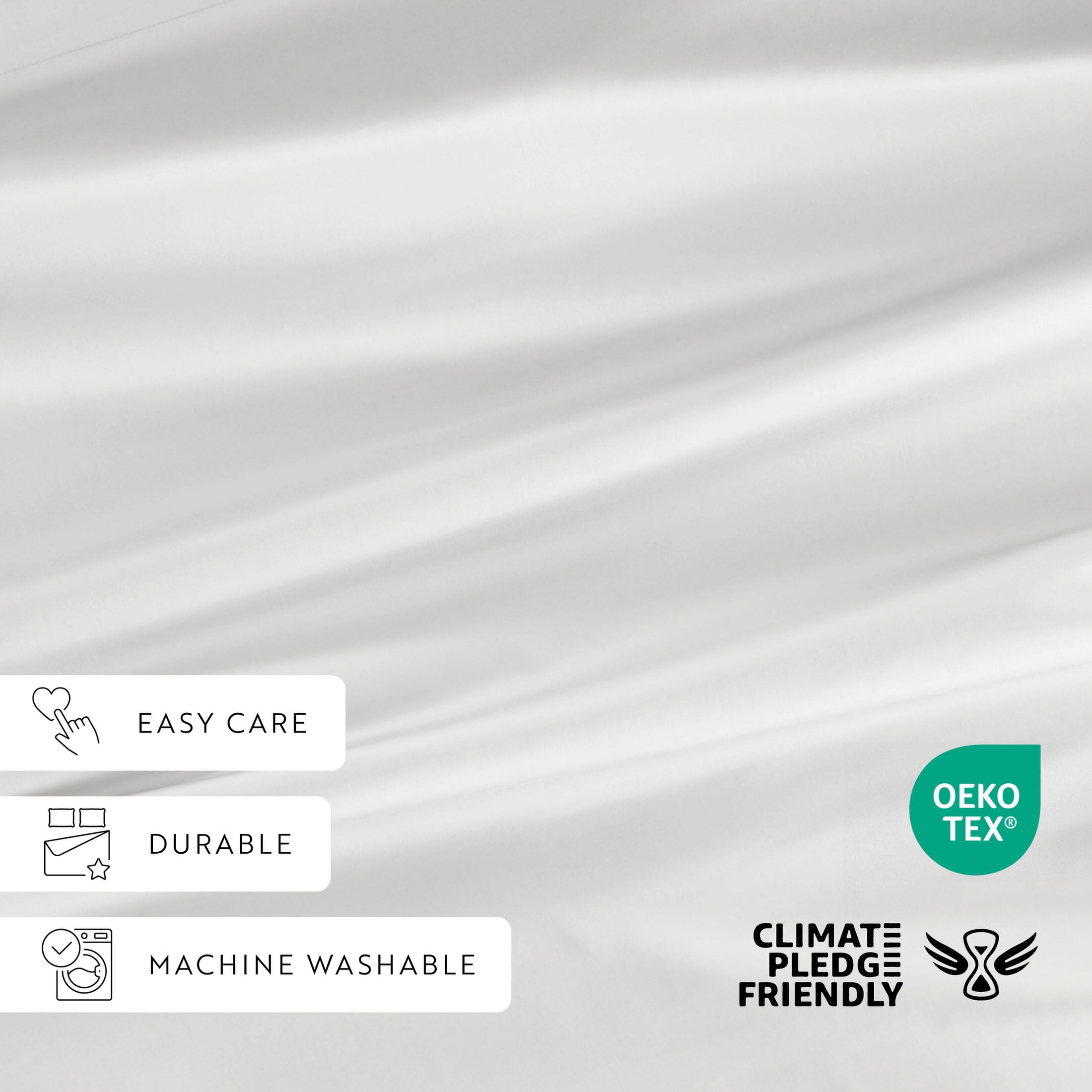 Noble Linens Rayon from Bamboo 4 Piece Luxury Bed Sheet Set, White, Queen