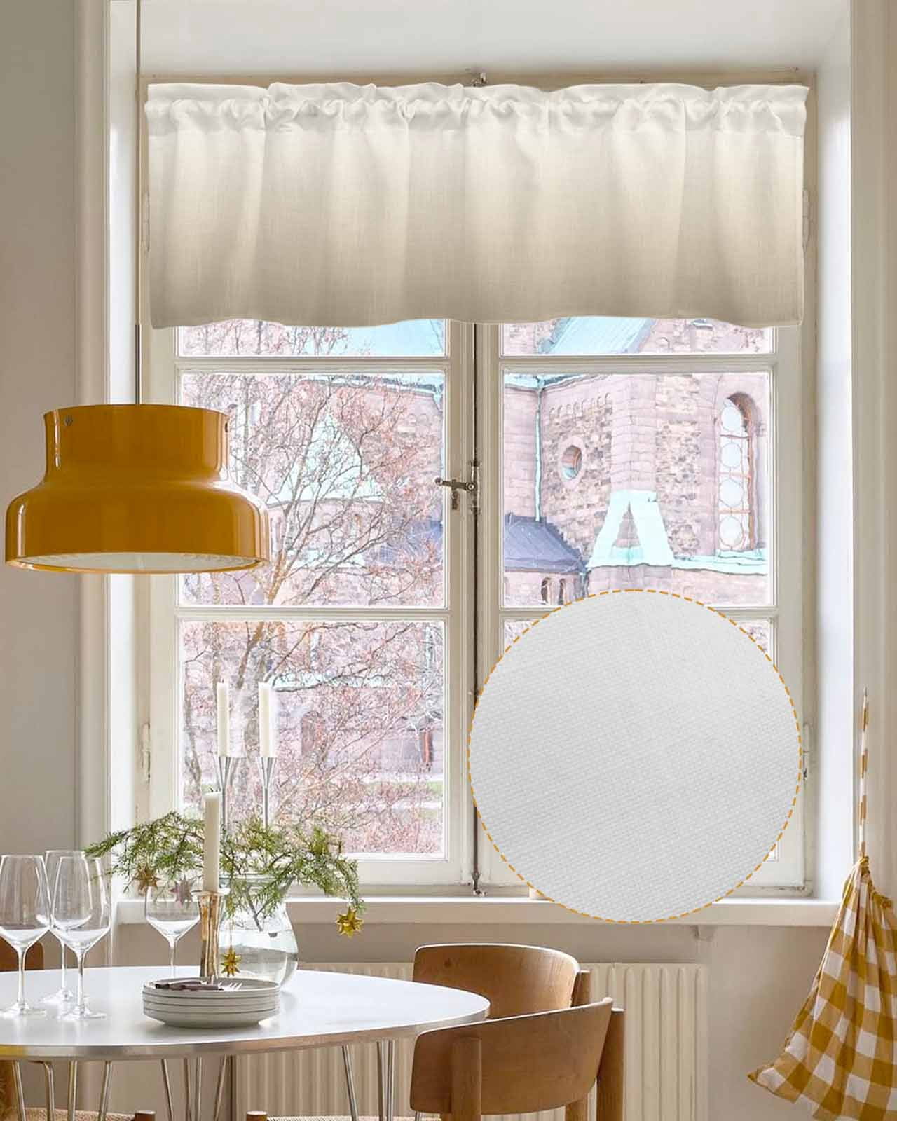 Beige Brown Ombre Kitchen Valances for Windows Farmhouse Linen Window Valance Curtain for Living Room Window Treatment Modern Abstract Art Gradient Aesthetics Valance Rod Pocket Topper, 42 x 12 Inch