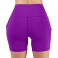thumbnail image 7 of Lisingtool Workout Shorts Women High Waist Solid Color Yoga Sports Shorts for Women Purple2, 7 of 7