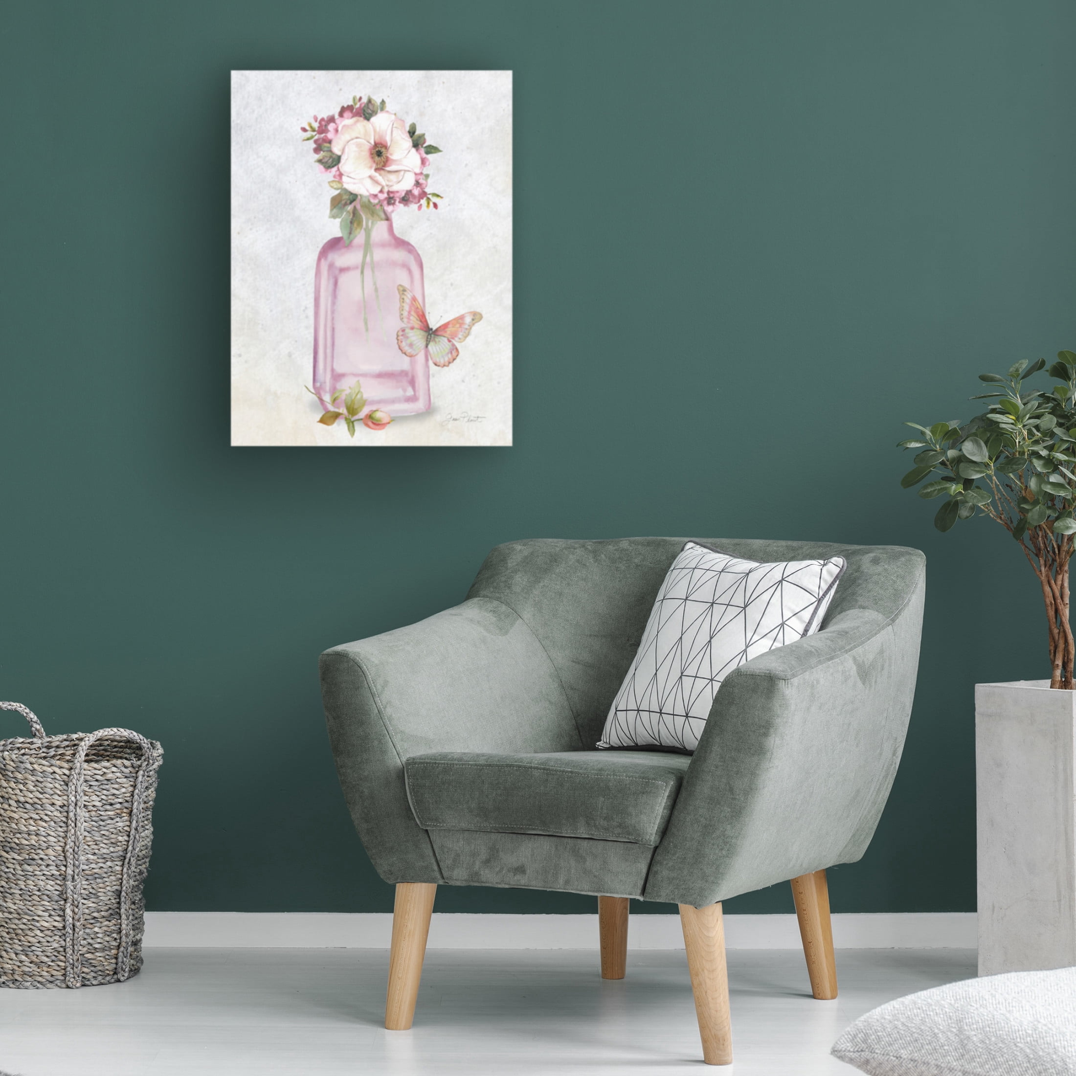 Canvas Wall Art - Jean Plout 'Pink Bottles 2' Wall Art for Living Room, Bedroom, or Office Décor by Trademark Fine Art - 14 x 19 Inches