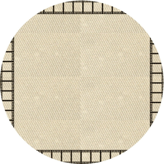 Ahgly Company Machine Washable Indoor Round Transitional Moccasin Beige Area Rugs, 5' Round