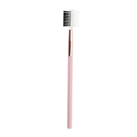 Unique Bargains 1 Pc Durable Eyebrow Brush Pink Nylon Hair Aluminum Tube Plastic Handle