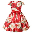 thumbnail image 2 of Elegant Girls' Floral Print Dress Evening Performance Dress, Holiday Performance Dress Princess Dress Special Occasion Dress Princess Dresses Red, 2 of 7