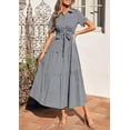 thumbnail image 3 of PRETTYGARDEN Women's Summer Maxi Button Up Shirt Dress Short Sleeve Striped A Line Long Flowy Elegant Spring Dresses, 3 of 10