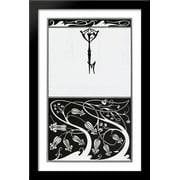 Title page and key monogram of The Mountain Lover 26x40 Large Black Wood Framed Print Art by Aubrey Beardsley