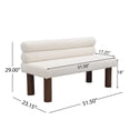 thumbnail image 3 of Christopher Knight Home Modern Boucle Upholstered Dining Bench with Solid Wood Legs, Beige, 3 of 9