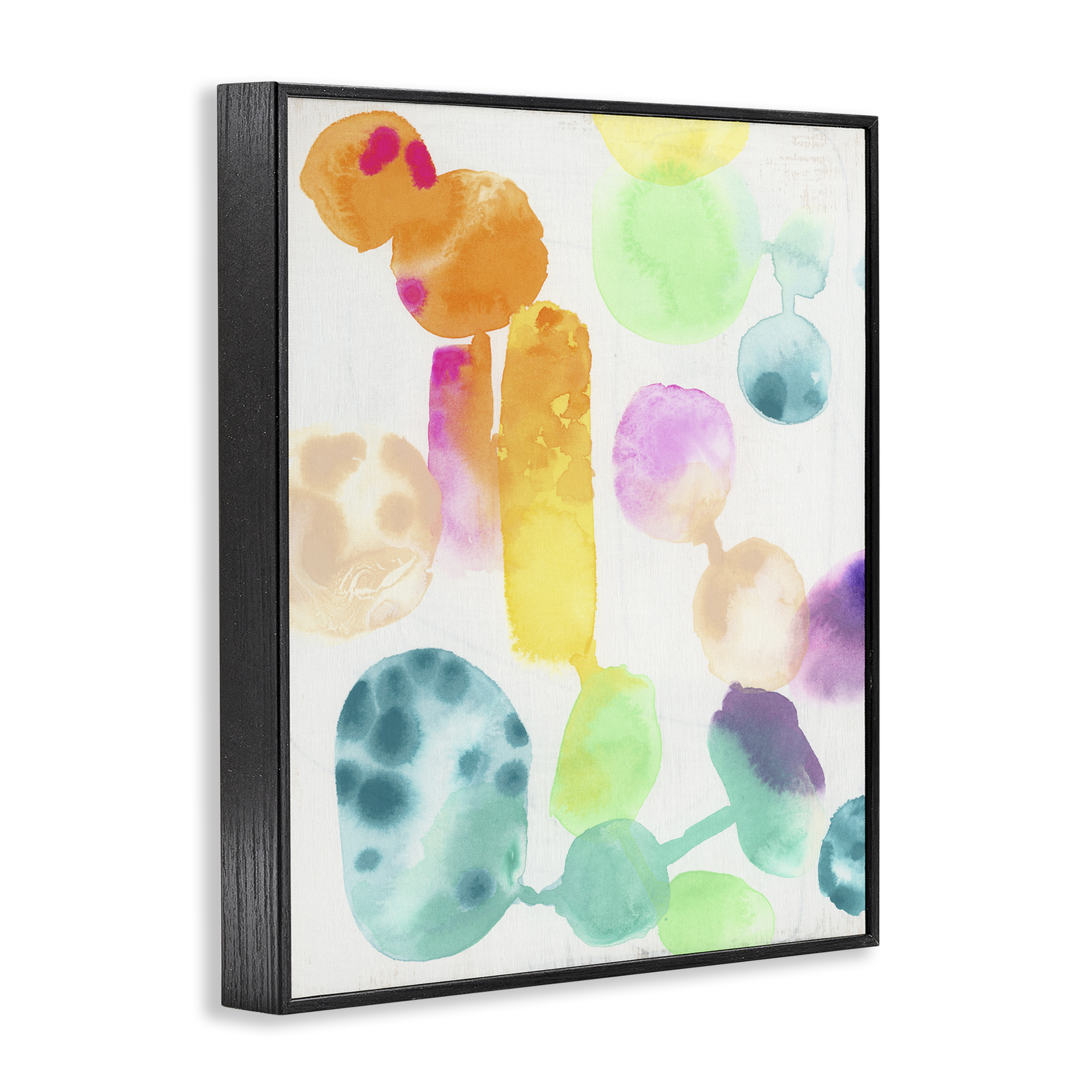 Stupell Industries Rainbow Watercolor Pattern Abstract Painting Black Framed Art Print Wall Art, 11 x 14