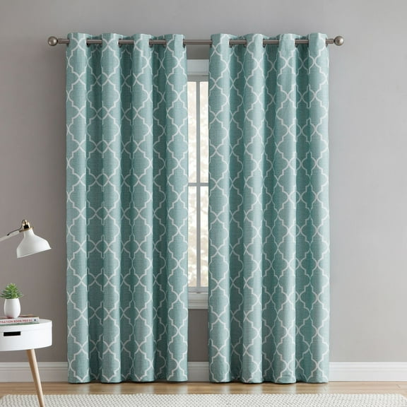 VCNY Home 2 Pack 100% Total Blackout Thermal Insulated Energy Saving Grommet Curtains - Aqua, 96 in. Long