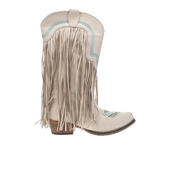 Roper Womens Dolly Fringe Snip Toe Pull On Cowboy Mid Calf Boots