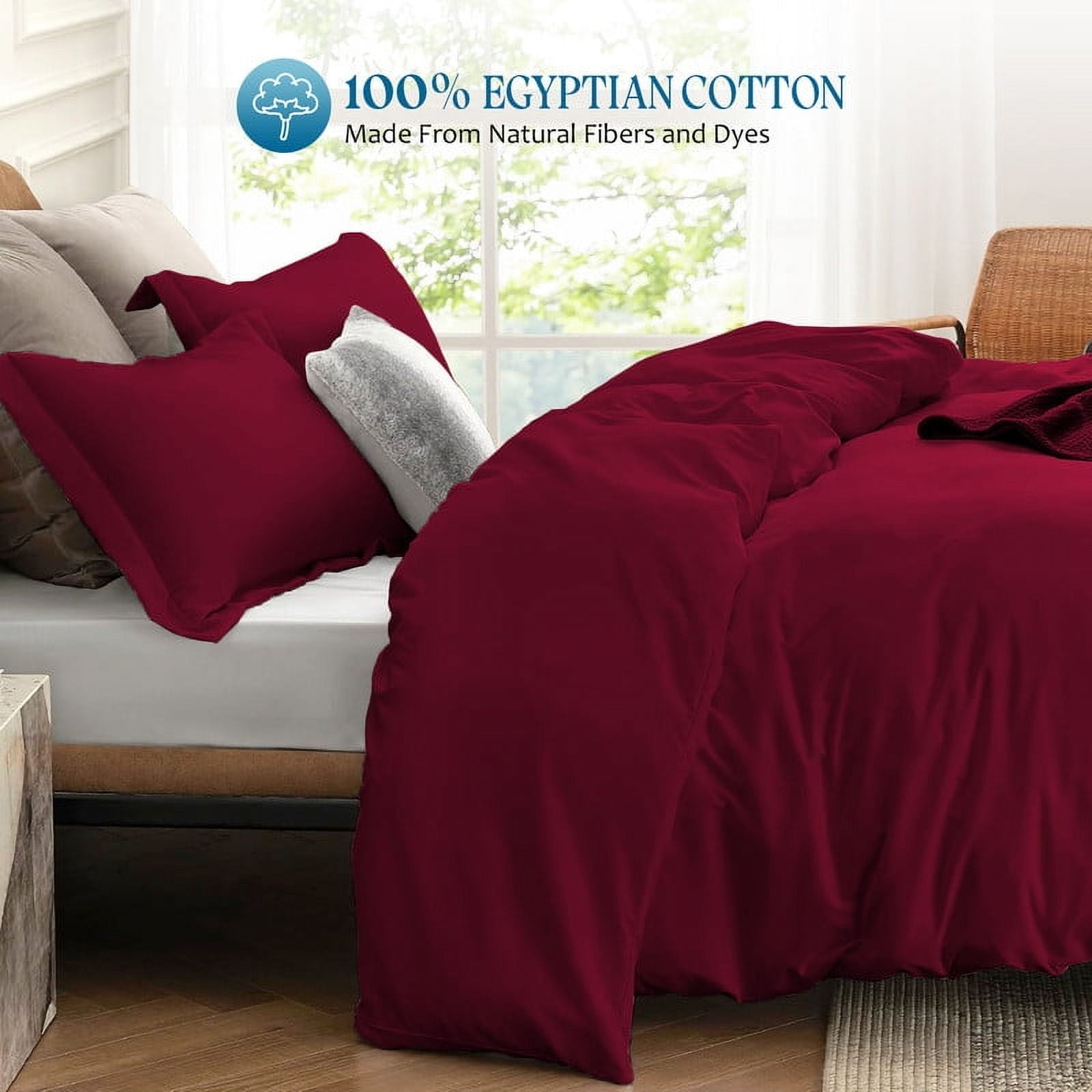 500 Thread Count 100% Egyptian Cotton 1 Piece Duvet Cover with Zipper Closure & Corner Cal King/King 1 Pc Duvet Cover Color Burgundy Solid