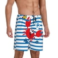 thumbnail image 3 of Rocae Red Funny Crab on Blue Stripe for Men's Soft Sleep Pajama Shorts, Waistband and Pockets, 3 of 9