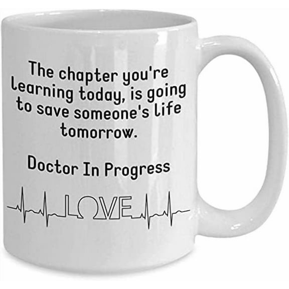 Med School Mug Future Doctor Progress White Coat Gift Ideas for Medical Students Nurse To Be Cup Graduation, Black 83618